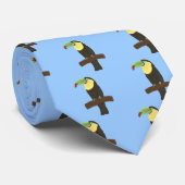 Farbenfrohe Toucan Bird Muster auf blauen Krawatte (Gerollt)