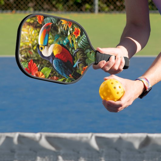 Farbenfrohe Toucan Bird Pickleball Schläger (InSitu)