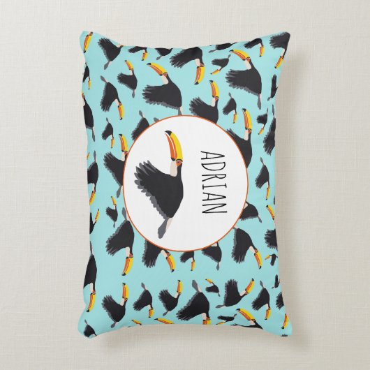 Farbenfrohe Toucan Tropical Bird Muster Dekokissen (Vorderseite(Vertikal))