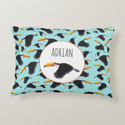 Farbenfrohe Toucan Tropical Bird Muster Dekokissen (Rückseite)