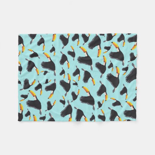 Farbenfrohe Toucan Tropical Bird Muster Fleecedecke (Vorderseite (Horizontal))