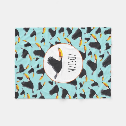Farbenfrohe Toucan Tropical Bird Muster Fleecedecke (Vorderseite (Horizontal))
