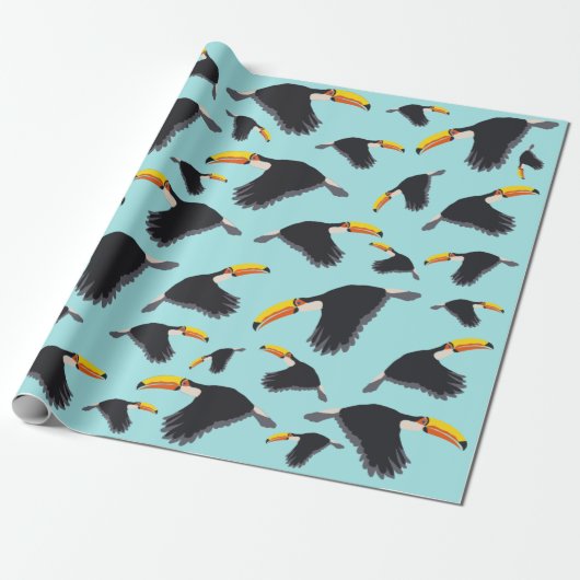 Farbenfrohe Toucan Tropical Bird Muster Geschenkpapier (Ungerollt)