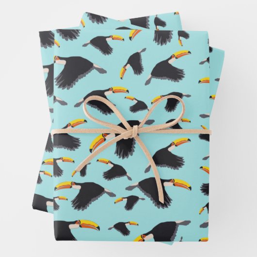 Farbenfrohe Toucan Tropical Bird Muster Geschenkpapier Set (Beispiel)