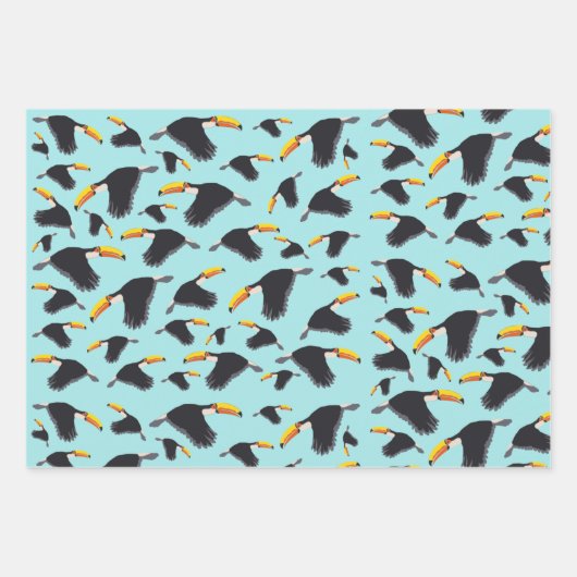 Farbenfrohe Toucan Tropical Bird Muster Geschenkpapier Set (Vorderseite)