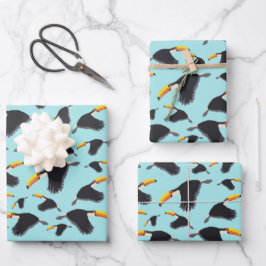 Farbenfrohe Toucan Tropical Bird Muster Geschenkpapier Set