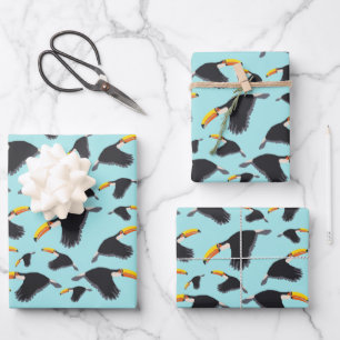 Farbenfrohe Toucan Tropical Bird Muster Geschenkpapier Set