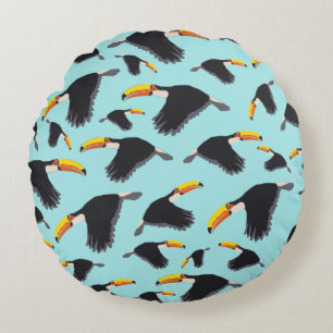 Farbenfrohe Toucan Tropical Bird Muster Rundes Kissen