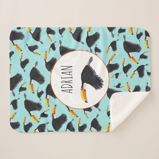 Farbenfrohe Toucan Tropical Bird Muster Sherpadecke (Vorderseite (Horizontal))