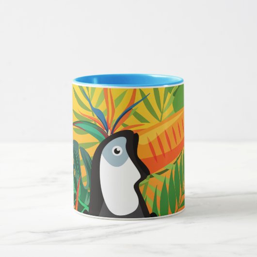 Farbenfrohe Toucan Tropical Dschungel Keramik Tass Tasse (Zentrum)