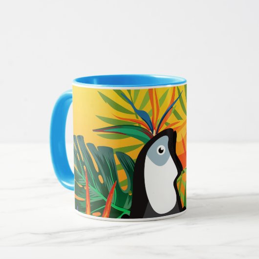 Farbenfrohe Toucan Tropical Dschungel Keramik Tass Tasse (Vorderseite Links)