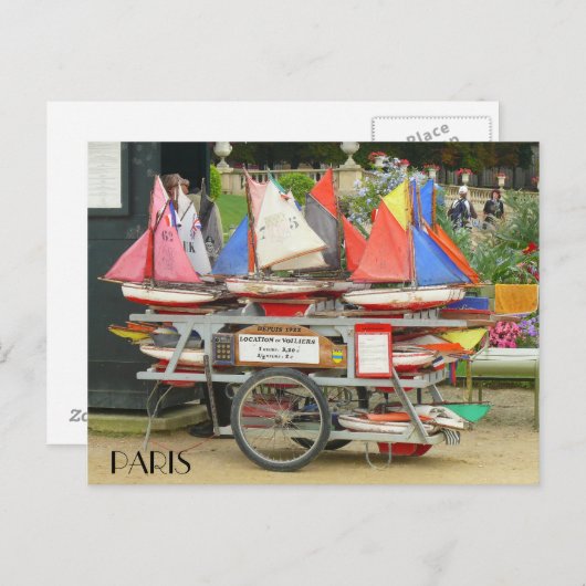 Farbenfrohe Toy Sailboote Luxembourg Gärten Paris Postkarte (Vorne/Hinten)