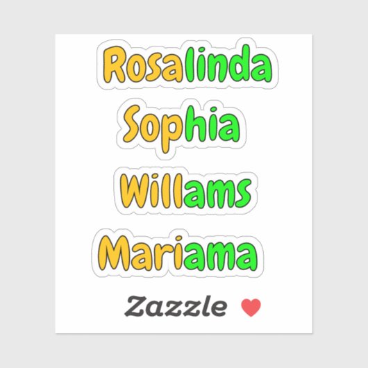 Farbenfrohe, transparente, wasserdichte Kinder Nam Aufkleber (Blatt)