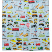 Farbenfrohe Transportmittel & Fahrzeuge Kindermust Duschvorhang (Vorderseite)