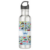 Farbenfrohe Transportmittel & Fahrzeuge Kindermust Edelstahlflasche (Vorderseite)