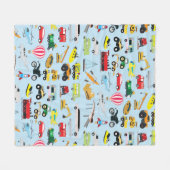 Farbenfrohe Transportmittel & Fahrzeuge Kindermust Fleecedecke (Vorderseite (Horizontal))