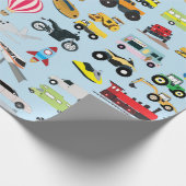 Farbenfrohe Transportmittel & Fahrzeuge Kindermust Geschenkpapier (Ecke)