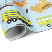 Farbenfrohe Transportmittel & Fahrzeuge Kindermust Geschenkpapier (Rolleneckpunkt)