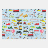 Farbenfrohe Transportmittel & Fahrzeuge Kindermust Geschenkpapier Set (Vorderseite 3)