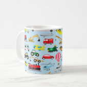 Farbenfrohe Transportmittel & Fahrzeuge Kindermust Kaffeetasse (Vorderseite Links)