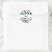 Farbenfrohe Transportmittel & Fahrzeuge Kindermust Runder Aufkleber (Tasche)