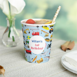 Farbenfrohe Transportmittel & Fahrzeuge Name der K Pappbecher