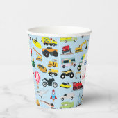 Farbenfrohe Transportmittel & Fahrzeuge Name der K Pappbecher (Rechts)