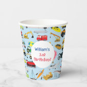 Farbenfrohe Transportmittel & Fahrzeuge Name der K Pappbecher (Vorderseite)