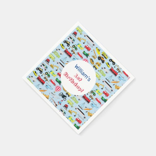 Farbenfrohe Transportmittel & Fahrzeuge Name der K Serviette (Ecke)