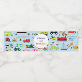 Farbenfrohe Transportmittel & Fahrzeuge Name der K Wasserflaschenetikett (Einzelnes Label)