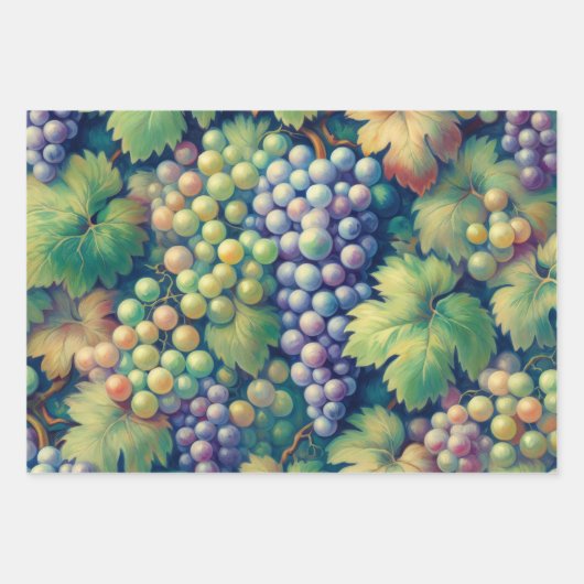 Farbenfrohe Traubenmuster Decoupage Geschenkpapier Set (Vorderseite 3)