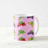Farbenfrohe Traubenmuster im rosa Hintergrund Kaffeetasse (VorderseiteRechts)