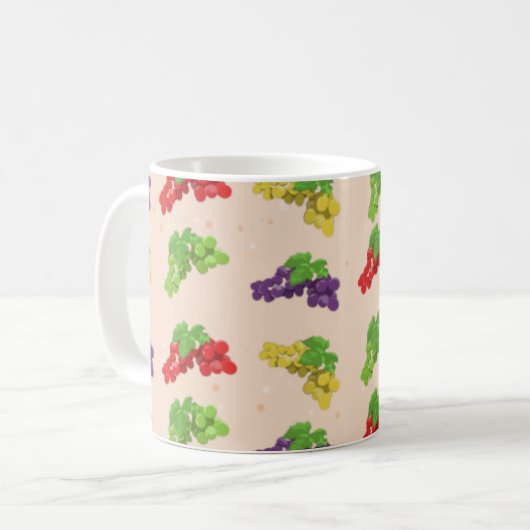 Farbenfrohe Traubenmuster Kaffeetasse (Vorderseite Links)