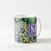 Farbenfrohe Traubenmuster Monogramm und Name Kaffeetasse (VorderseiteRechts)