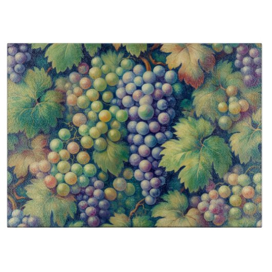 Farbenfrohe Traubenmuster Schneidebrett (Vorderseite)
