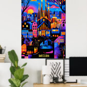 Farbenfrohe Träume von Barcelona - Geometrisches S Poster (Heimbüro)