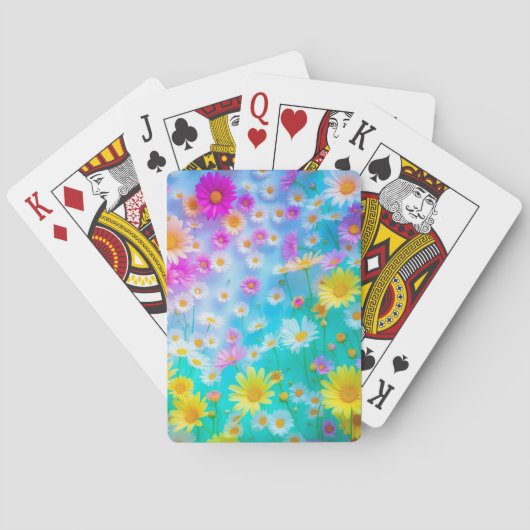 Farbenfrohe Träume Wasserfarben Blumendesign Spielkarten (Rückseite)