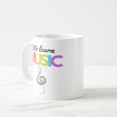 Farbenfrohe Treble Clef Musik lernen Kaffeetasse (Vorderseite Links)