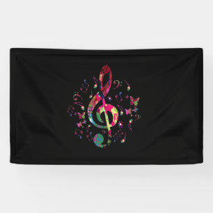 Farbenfrohe Treble Cleve Musik Banner