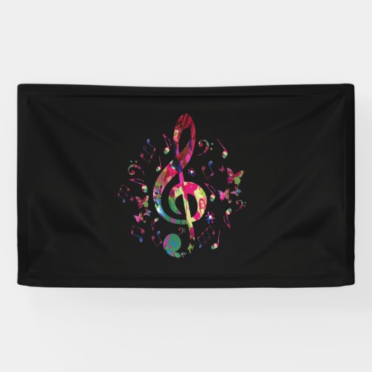 Farbenfrohe Treble Cleve Musik Banner (Horizontal)
