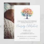 Farbenfrohe Tree Foto Kindernahrung Einladung (Vorne/Hinten)