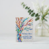 Farbenfrohe Tree Yoga Studio Business Card Visitenkarte (Stehend Vorderseite)