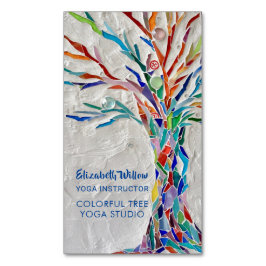 Farbenfrohe Tree Yoga Studio Magnetische Visitenkarte