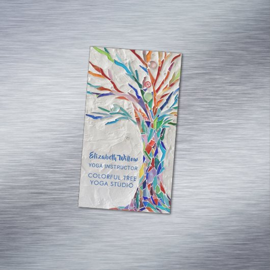 Farbenfrohe Tree Yoga Studio Magnetische Visitenkarte (Beispiel)