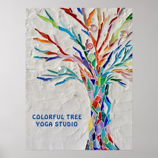 Farbenfrohe Tree Yoga Studio Poster (Vorne)