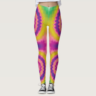 Farbenfrohe, trendige Retro-gefärbte Krawatte Leggings
