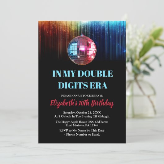 Farbenfrohe Trendsetter in meiner zweistelligen Är Einladung (Stehend Vorderseite)