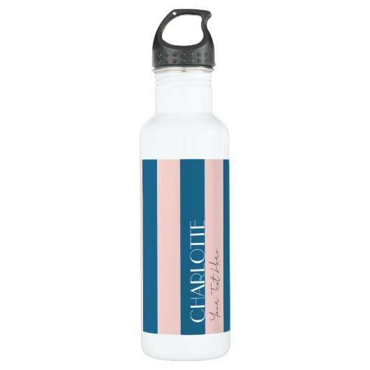 Farbenfrohe trendy moderne Marine Nautical Blue St Edelstahlflasche (Vorderseite)