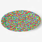Farbenfrohe, trendy Pixel Mosaikmuster Pappteller (Schrägansicht)