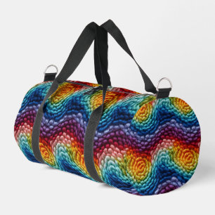 Farbenfrohe, trendy Regenbogen-Knittermuster Duffle Bag